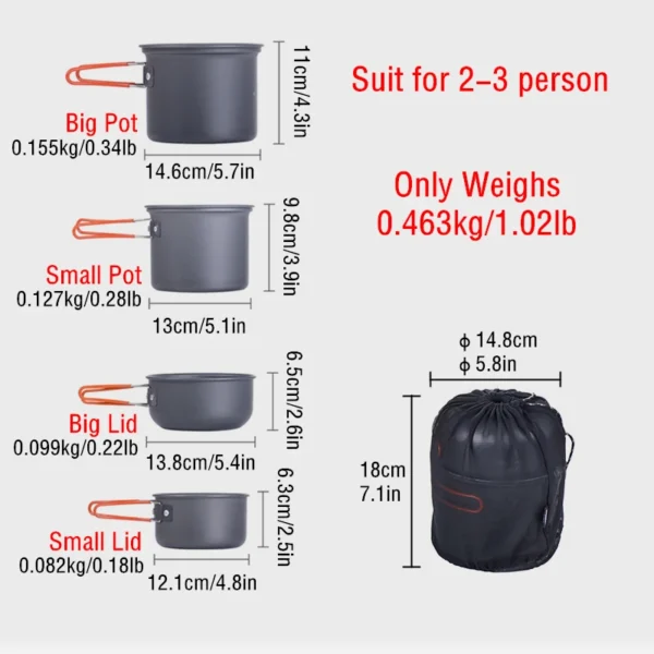 Naturehike Camping Cooking Set Outdoor Picnic Camping Pot Ultralight Portable Picnic Cookware 2-3 Person Hiking Non Stick Pots - Image 5