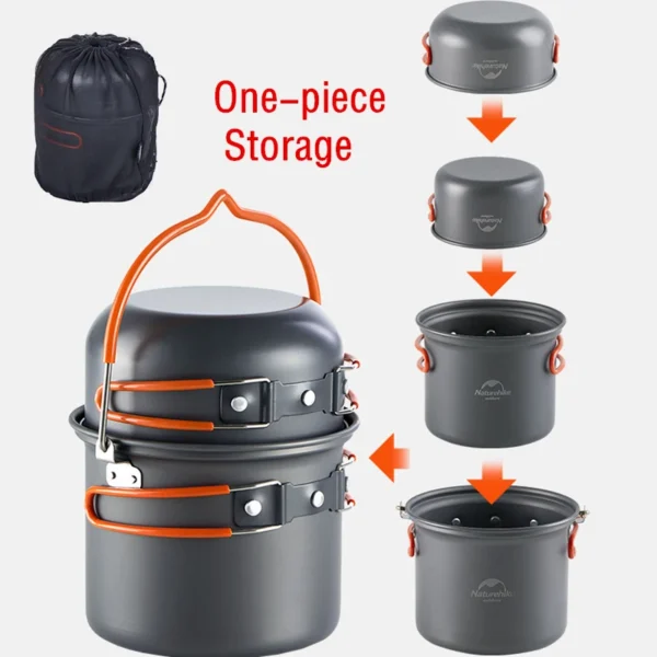 Naturehike Camping Cooking Set Outdoor Picnic Camping Pot Ultralight Portable Picnic Cookware 2-3 Person Hiking Non Stick Pots - Image 3